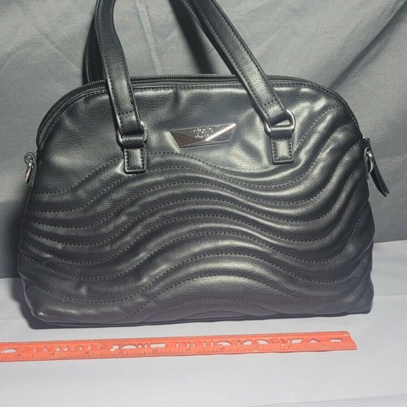 Nicole NICOLE MILLER 'Pricilla' Satchel Handbag Purse -Black Excellent Pre owned - Picture 1 of 6